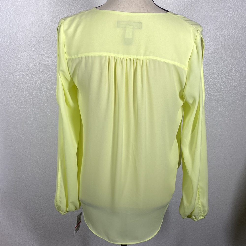 Inc International Concepts Yellow Neon Split Sleeve Blouse - Picture 9 of 11